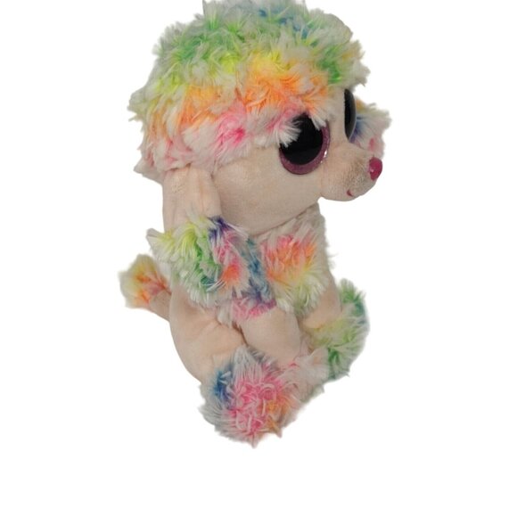 Ty Rainbow Poodle Dog Plush 2017 Stuffed Animal Big Glitter Eyes Colorful - Picture 4 of 11